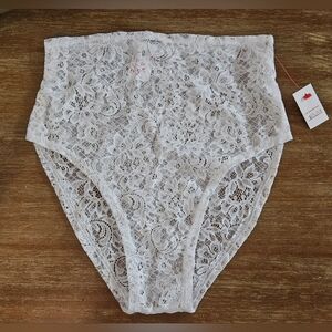 NWT High-Waist Lace Athletic Pole Shorts - White Lace Pole Shorts Lace Lingerie